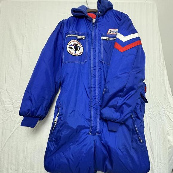 Vtg 70s 80s Polaris Men's Blue Snowmobile Suit One Piece Teller Pole-Katz - Picture 2 of 15